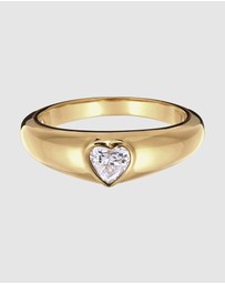 Elli Jewelry - Ring Pinky Crystal Heart Valentine 925 Sterling Silver Gold-Plated