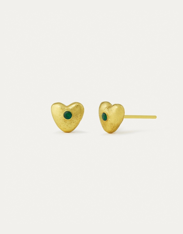Ottoman Hands - Marina Green Heart Stud Earrings