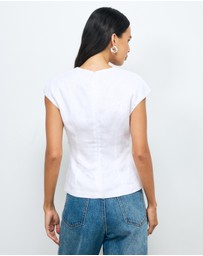 AERE - Lea Gathered Linen Top