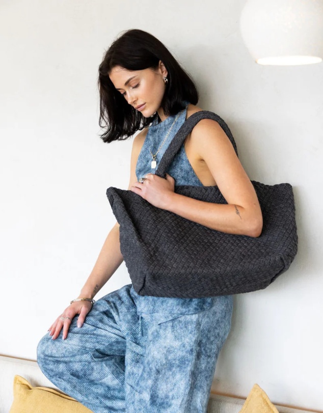 Chuchka - Woven Neoprene X-Large Tote - Black Denim