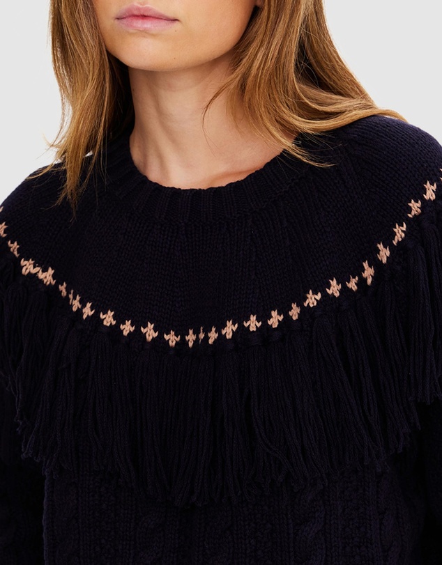 The Upside - Clara Tassel Knit Sweater - apres ski