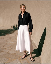 Trenery - Textured Flare Midi Skirt in White