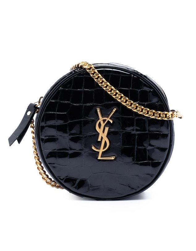 Pre-Loved by Azura Reborn - Pre-Loved Croc Embossed Patent Round Vinyle Camera Bag