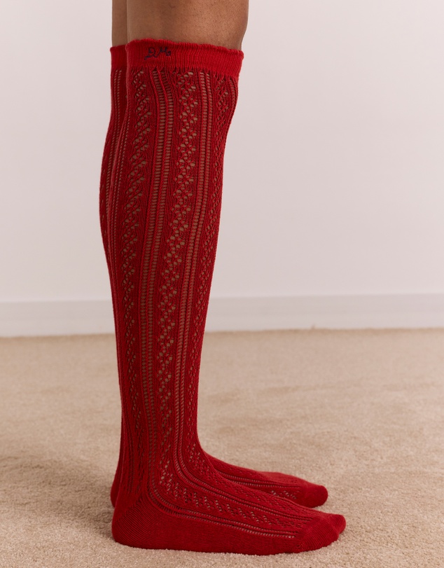 Damson Madder - Knee High Pointelle Socks