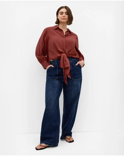 City Chic - Plus size Elena Hem Detail Shirt - clove