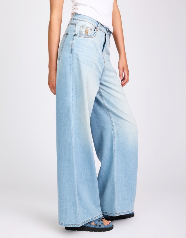 ONE TEASPOON - Love Machines Mid Waist Super Wide Leg Denim Jeans - Cool Blue
