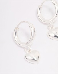 Lovisa - Sterling Silver Chubby Heart Hoop Earrings