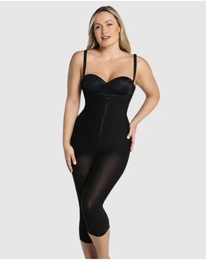 Leonisa - Cupless Long Leg Full Body Shaper with Zip Front