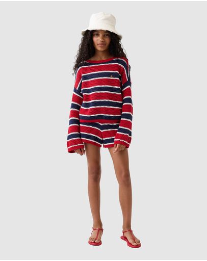 Navy Red Stripe