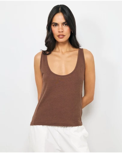 AERE - Linen Blend Scoop Tank