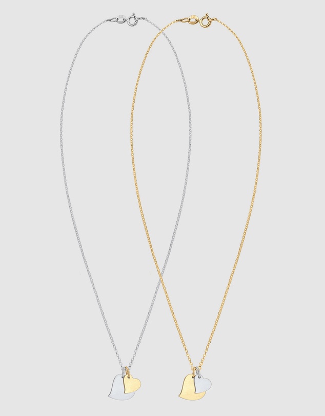 Elli Jewelry - Necklace Set Heart Pendant Bi-Colour in 925 Sterling Silver