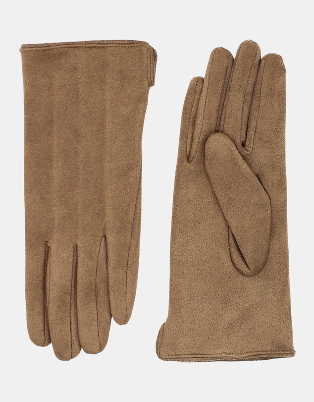 Morgan & Taylor - Amalie Faux Suede Gloves in Beige