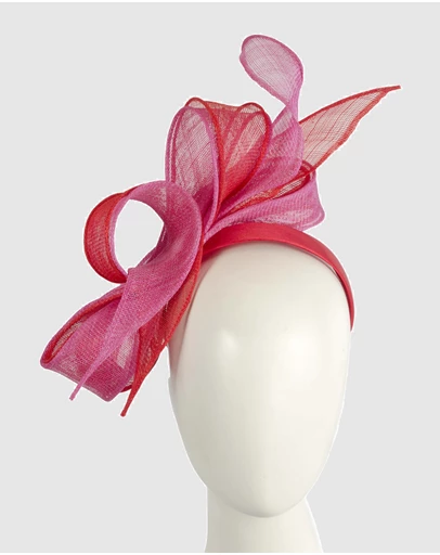 Max Alexander - Red and Fuchsia Sinamay Bow Racing Fascinator