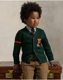 Polo Ralph Lauren - Cotton V-Neck Letter Cardigan - ICONIC EXCLUSIVE - Kids