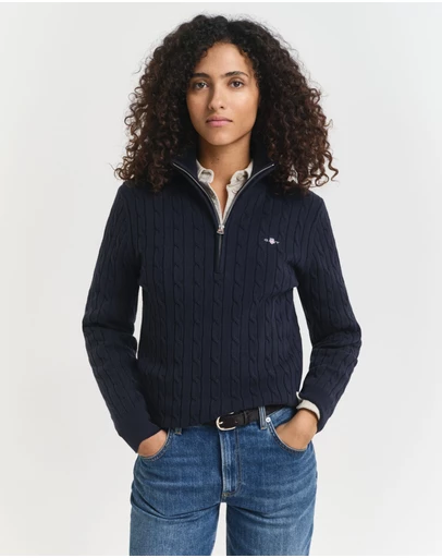 Gant - Stretch Cotton Cable Half Zip Sweater