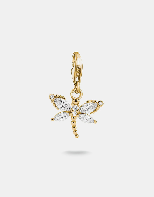 THOMAS SABO - Gold-Plated Dragonfly Charm with White Zirconia