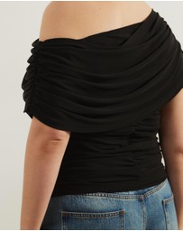 Atmos&Here Curvy - Winnie Off Shoulder Mesh Top