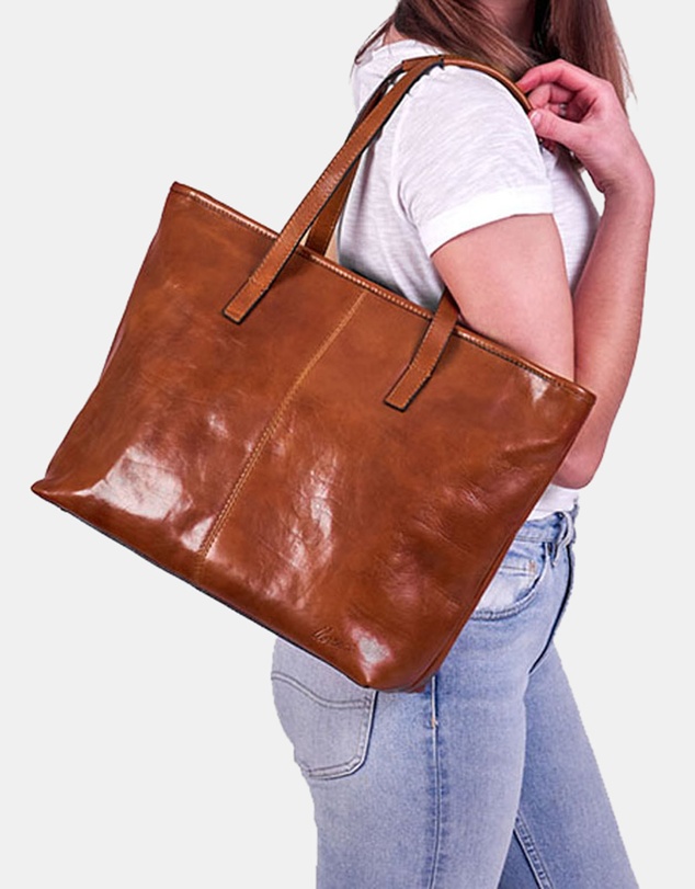 Florence - The Beatrice Tan Leather Tote Work Bag