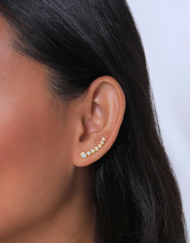 Elli Jewelry - Crystal Ear Climber Earrings in Gold-Plated 925 Silver