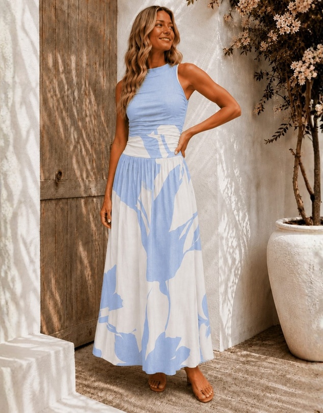 Esther & Co - Balayage Dress - Sky Blue