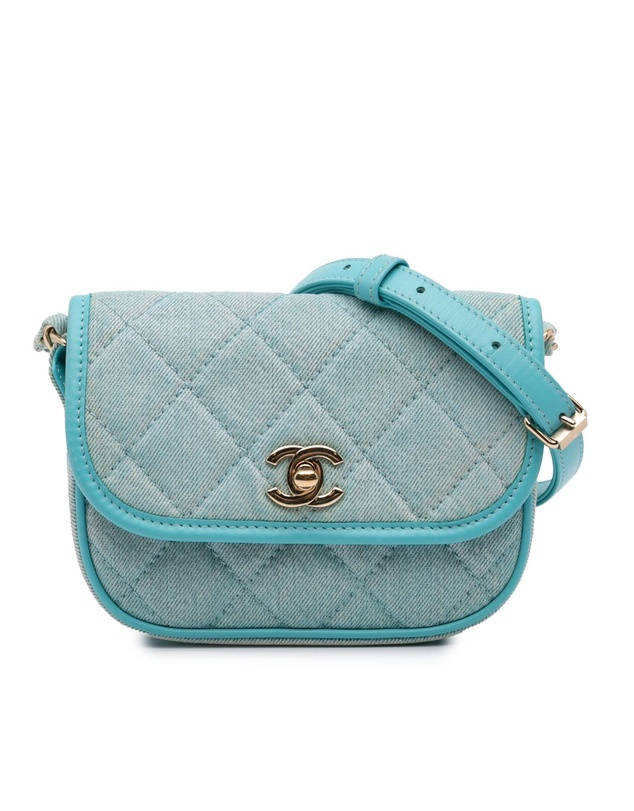 Pre-Loved by Azura Reborn - Pre-Loved Mini CC Quilted Denim Messenger Flap