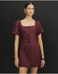 AERE - Audrey Linen Bodice Detail Mini Dress