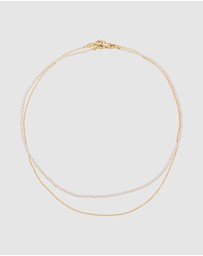 Elli Jewelry - Necklace Set Pearl 925 Sterling Silver Gold-Plated