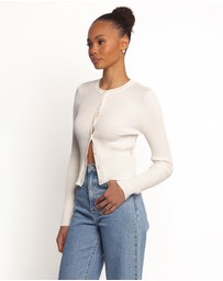 Petal & Pup - Searie Ribbed Cardigan Top - Cream