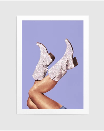 Olive et Oriel - These Boots - Glitter Very Peri Periwinkle by Vertigo Artography Art Print