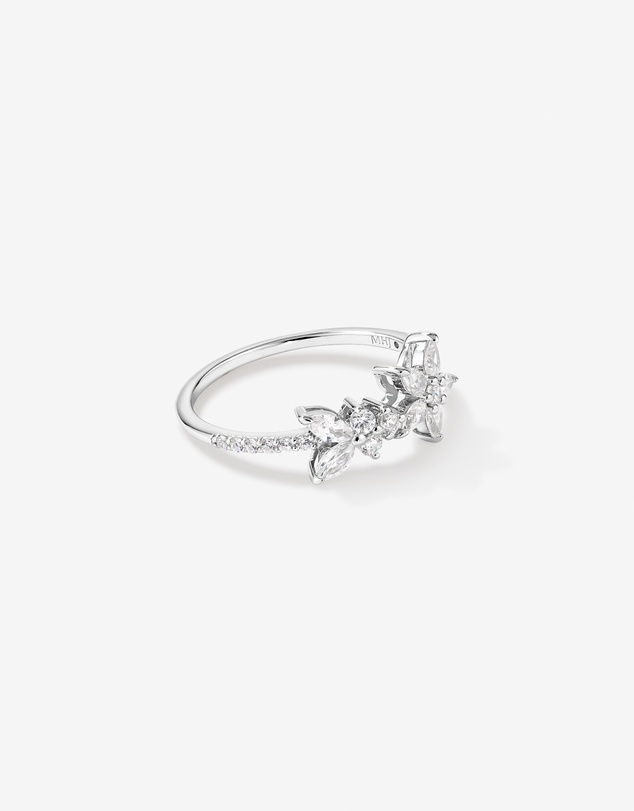 Michael Hill - Floral Pavé Ring with Cubic Zirconia in Sterling Silver