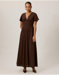 Tussah - Maysen Linen Blend Pintuck Midi Dress