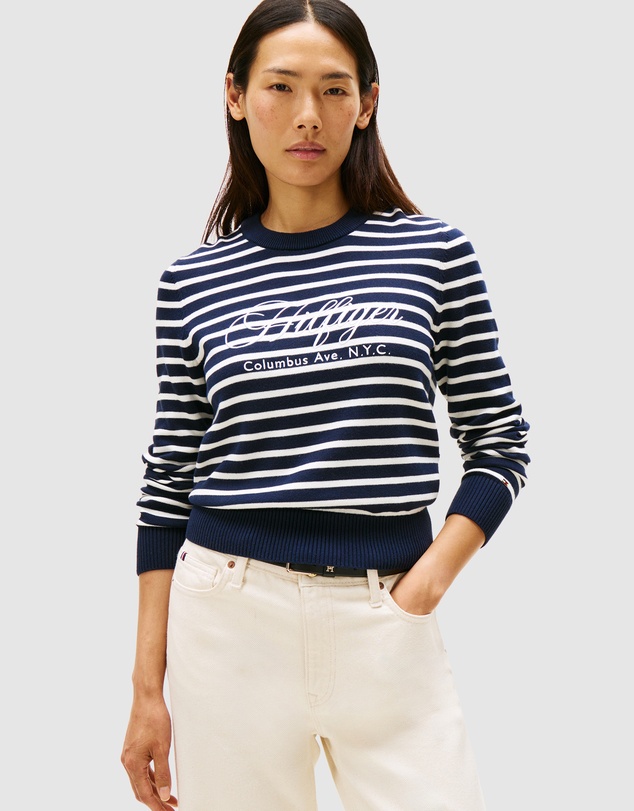 Tommy Hilfiger - Striped Script Logo Sweater
