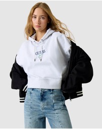 GUESS Jeans - GUESS JEANS Drop Shoulder Baker Cropped Hoodie