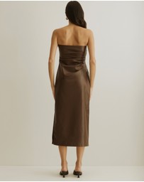 Atmos&Here - Eva Faux Leather Strapless Midi Dress