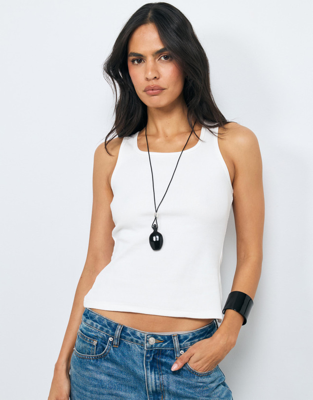 AERE - Cotton Ribbed Scoop Tank
