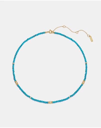 Ania Haie - Gold Lab-Created Turquoise Beaded Necklace