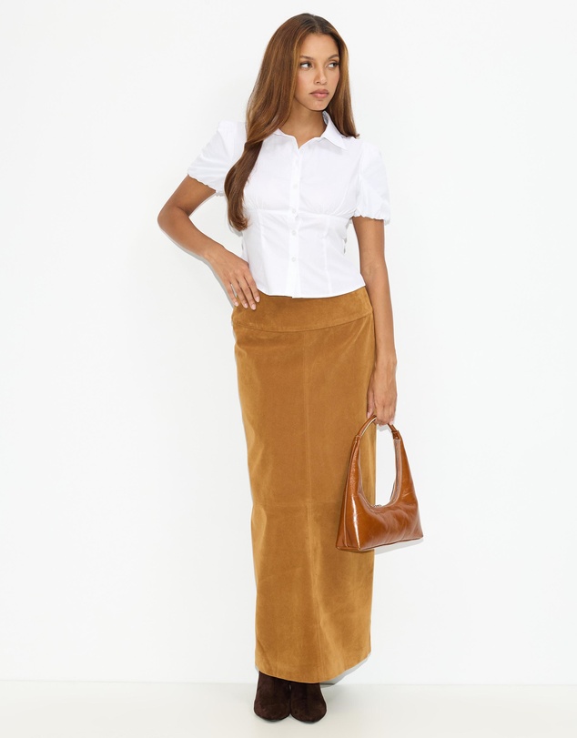 Dazie - Bailey Faux Suede Midi Skirt