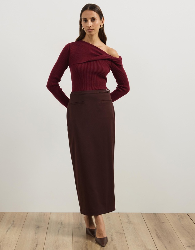 Atmos&Here - Alora Long Sleeve Knit Top With Twist Detail
