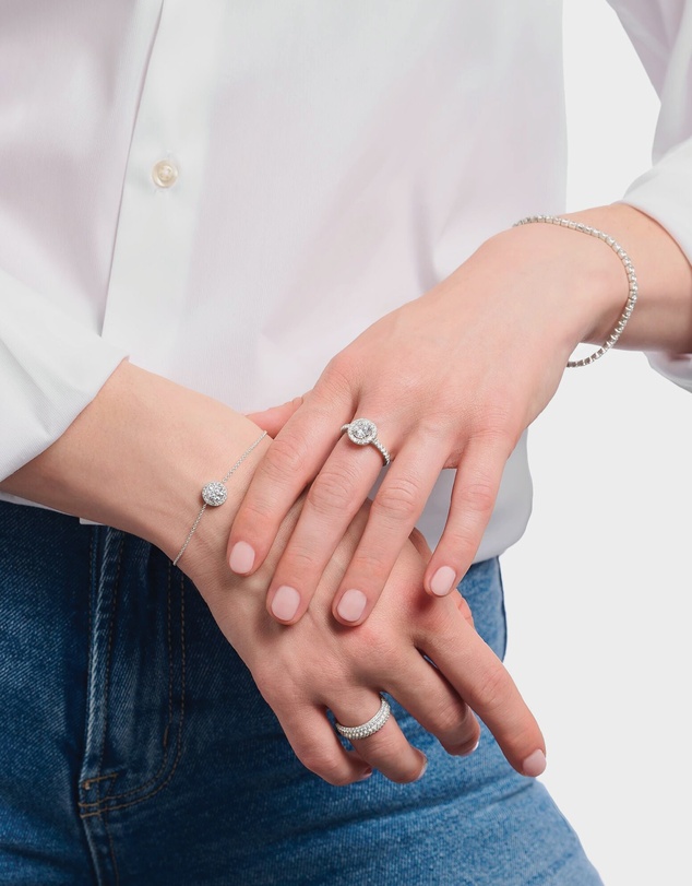THOMAS SABO - Halo ring with white zirconia in brilliant cut