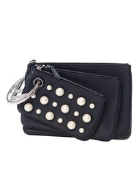 Pre-Loved by Azura Reborn - Pre-Loved Leather Pearl Studded Triplette Clutch