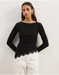 Atmos&Here - Sienna Lace Jersey Long Sleeve Top