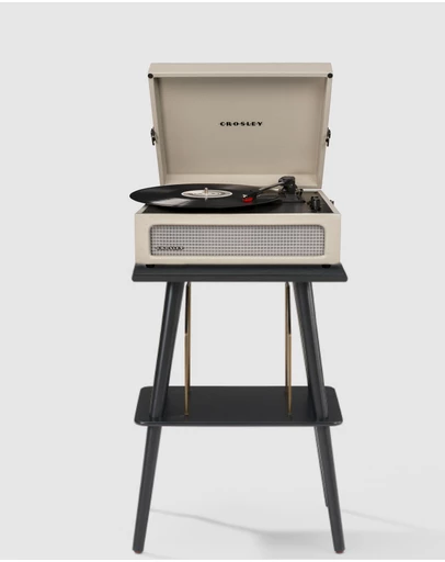 Crosley - Crosley Voyager Bluetooth Portable Turntable + Crosley Turntable Stand Bundle - Dune