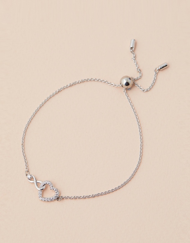 Swarovski - Hyperbola bracelet, Infinity and heart, White, Rhodium plated
