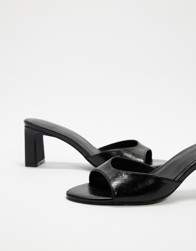 Atmos&Here - Hazel Crinkle Leather Peep Toe Heels