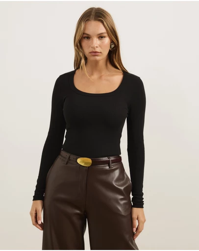 Atmos&Here - Organic Cotton Rib Scoop Neck Top