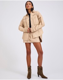 ONE TEASPOON - Daria Studded Leather Shacket - Tan