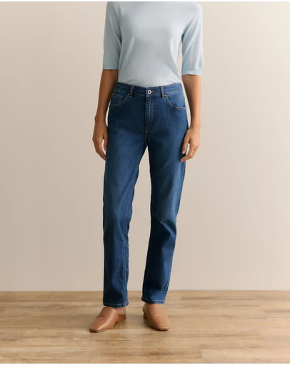 Trenery - Mid Rise Straight Leg Jean in Washed Indigo