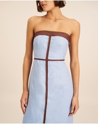 AERE - Ari Linen Contrast Strapless Dress