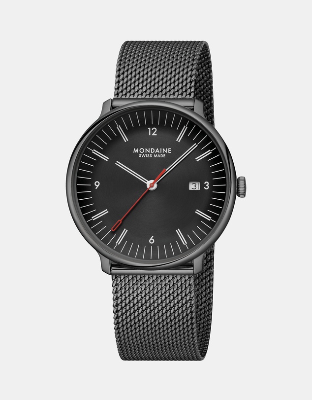 Mondaine - Mondaine Doppio Black Stainless Steel 41mm Watch