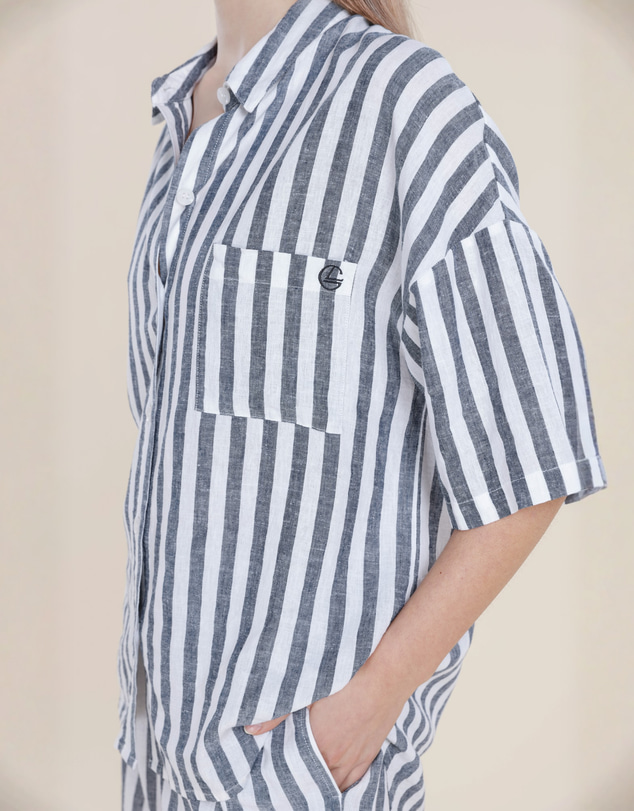 Gingerlilly - Evie Stripe Linen Short Set